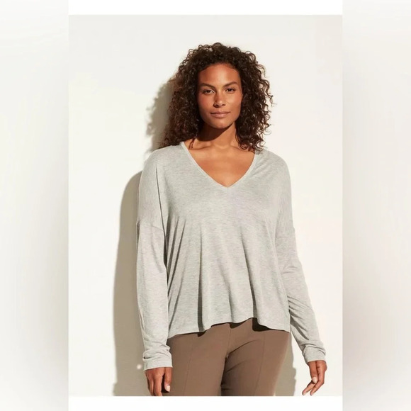 NWT Vince Dropped Shoulder V Neck Jersey Top Gray Size XXXL - Picture 1 of 8